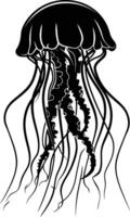 AI generated Silhouette jellyfish black color only vector