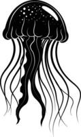 AI generated Silhouette jellyfish black color only vector