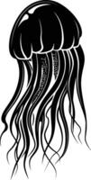 AI generated Silhouette jellyfish black color only vector