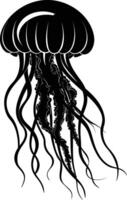 AI generated Silhouette jellyfish black color only vector