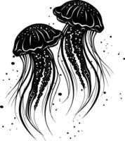 AI generated Silhouette jellyfish black color only vector