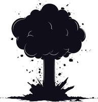 AI generated Silhouette nuclear explosion black color only vector