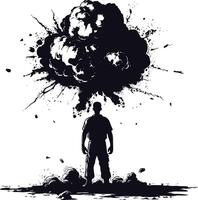 AI generated Silhouette nuclear explosion black color only vector