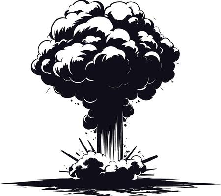 AI generated Silhouette nuclear explosion black color only