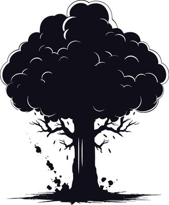 AI generated Silhouette nuclear explosion black color only