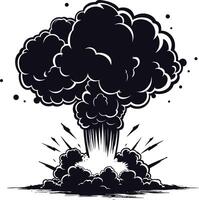 AI generated Silhouette nuclear explosion black color only vector