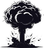 AI generated Silhouette nuclear explosion black color only vector