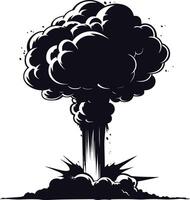 AI generated Silhouette nuclear explosion black color only vector