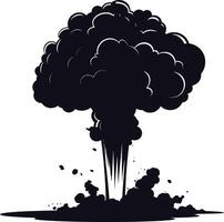 AI generated Silhouette nuclear explosion black color only vector