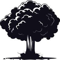 AI generated Silhouette nuclear explosion black color only vector