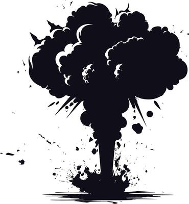 AI generated Silhouette nuclear explosion black color only