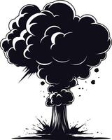 AI generated Silhouette nuclear explosion black color only vector