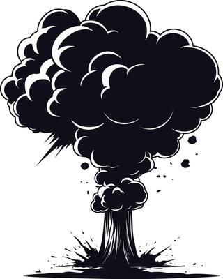 AI generated Silhouette nuclear explosion black color only
