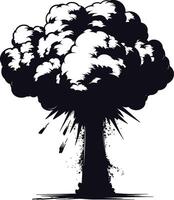 AI generated Silhouette nuclear explosion black color only vector