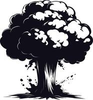 AI generated Silhouette nuclear explosion black color only vector