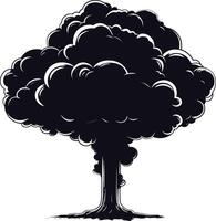 AI generated Silhouette nuclear explosion black color only vector