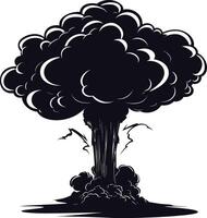 AI generated Silhouette nuclear explosion black color only vector