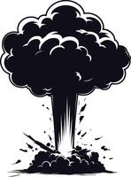 AI generated Silhouette nuclear explosion black color only vector