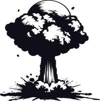 AI generated Silhouette nuclear explosion black color only vector