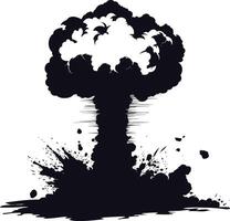 AI generated Silhouette nuclear explosion black color only vector