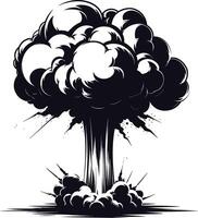 AI generated Silhouette nuclear explosion black color only vector