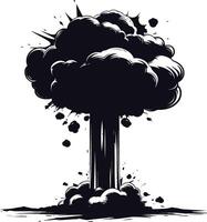 AI generated Silhouette nuclear explosion black color only vector