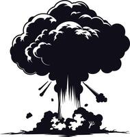 AI generated Silhouette nuclear explosion black color only vector