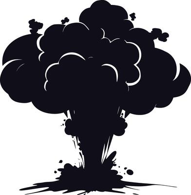 AI generated Silhouette nuclear explosion black color only