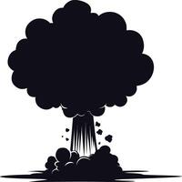 AI generated Silhouette nuclear explosion black color only vector