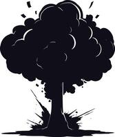 AI generated Silhouette nuclear explosion black color only vector