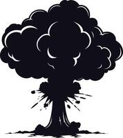 AI generated Silhouette nuclear explosion black color only vector