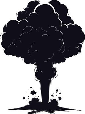 AI generated Silhouette nuclear explosion black color only