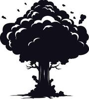 AI generated Silhouette nuclear explosion black color only vector