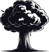 AI generated Silhouette nuclear explosion black color only vector