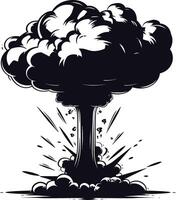 AI generated Silhouette nuclear explosion black color only vector