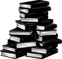 AI generated Silhouette pile of book black color only vector