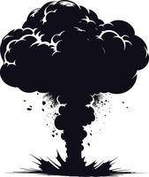 AI generated Silhouette nuclear explosion black color only vector