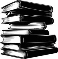 AI generated Silhouette pile of book black color only vector