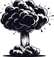 AI generated Silhouette nuclear explosion black color only vector