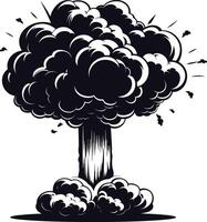 AI generated Silhouette nuclear explosion black color only vector