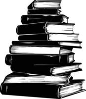 AI generated Silhouette pile of book black color only vector