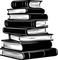 AI generated Silhouette pile of book black color only vector