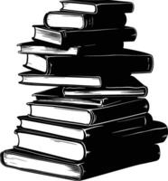 AI generated Silhouette pile of book black color only vector