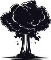 AI generated Silhouette nuclear explosion black color only vector