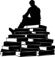 AI generated Silhouette pile of book full body vector