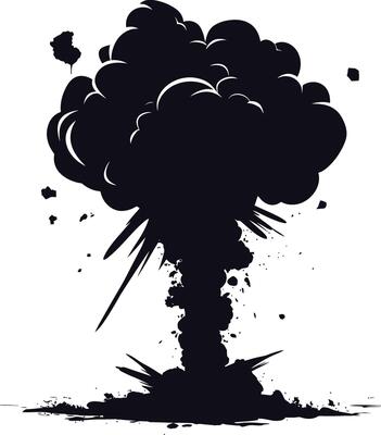 AI generated Silhouette nuclear explosion black color only