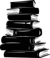 AI generated Silhouette pile of book black color only vector