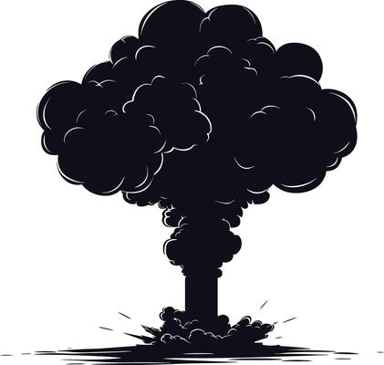 AI generated Silhouette nuclear explosion black color only