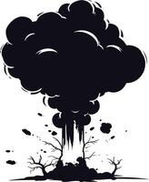 AI generated Silhouette nuclear explosion black color only vector