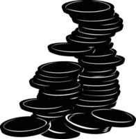 AI generated Silhouette pile of coin black color only vector